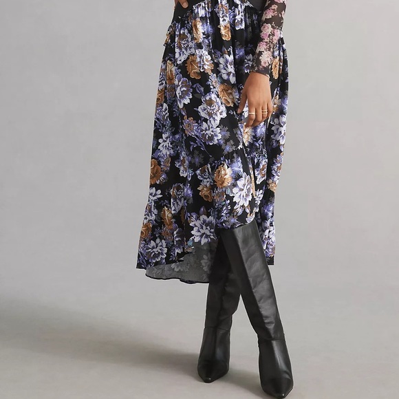Anthropologie Two Piece Set: Floral Maxi Dress & Mesh Long Sleeve Top - Picture 10 of 15